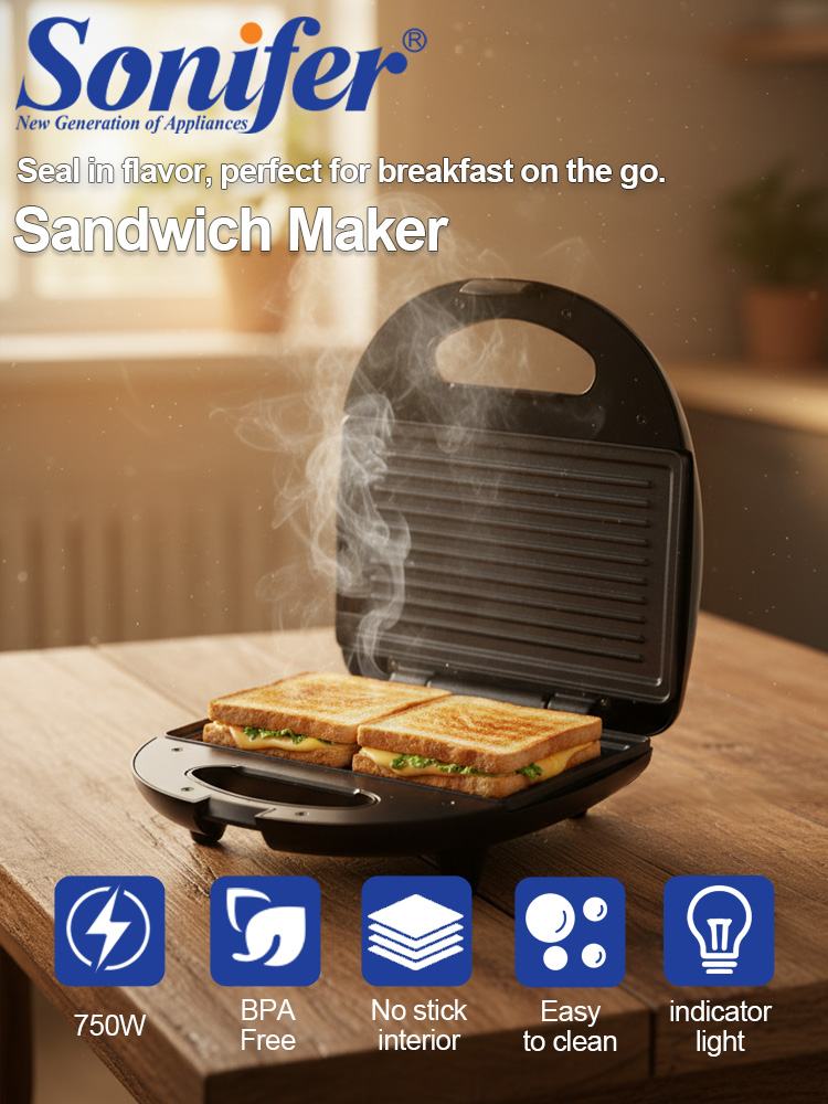 Sandwich Press Grill - Pembuat Sandwich Sonifer SF-6173 750W Alat