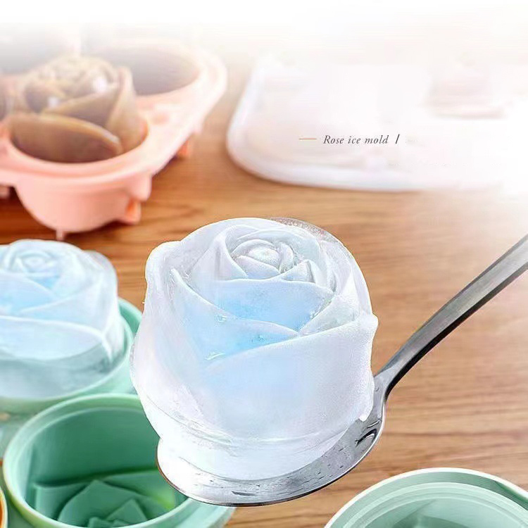Cetakan es mawar 3D 4 lubang b - Kitchen Appliances Holder ulasan dan harga
